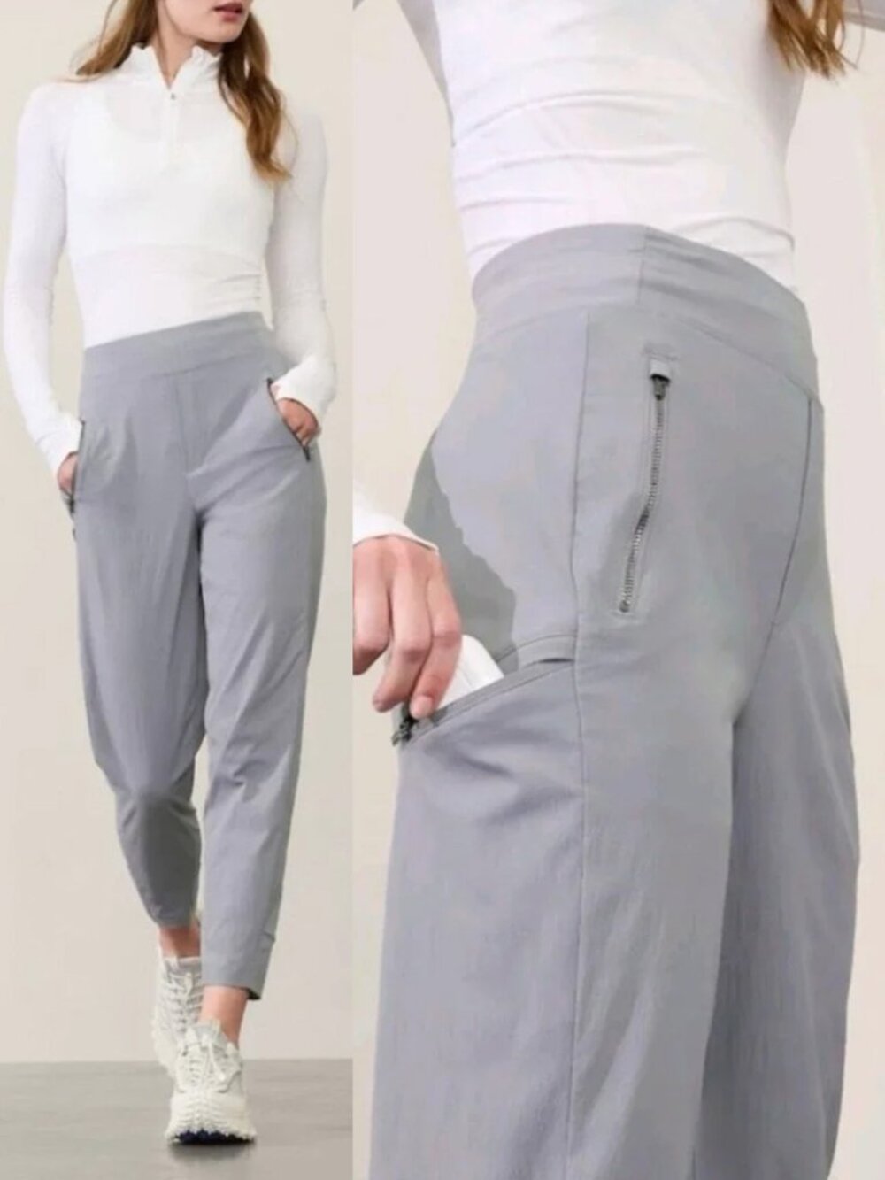 ATHLETA Trekkie North Jogger Pant Coastline Blue Gray Size 4 Petite Hiking $99